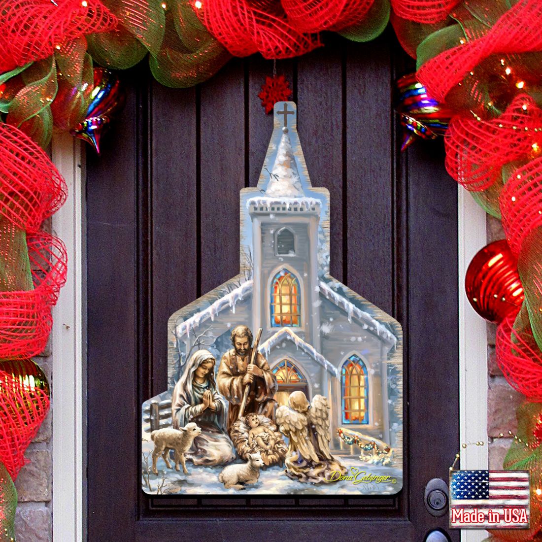 Nativity at the Chapel Nativity Door Decor by D. Gelsinger - Nativity Holiday Decor - 8121016H-1606