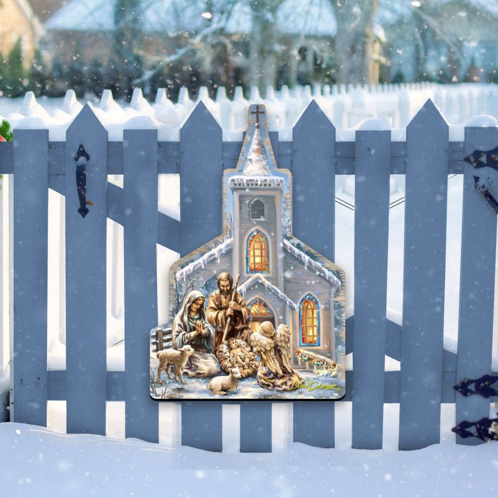 Nativity at the Chapel Nativity Door Decor by D. Gelsinger - Nativity Holiday Decor - 8121016H-1606