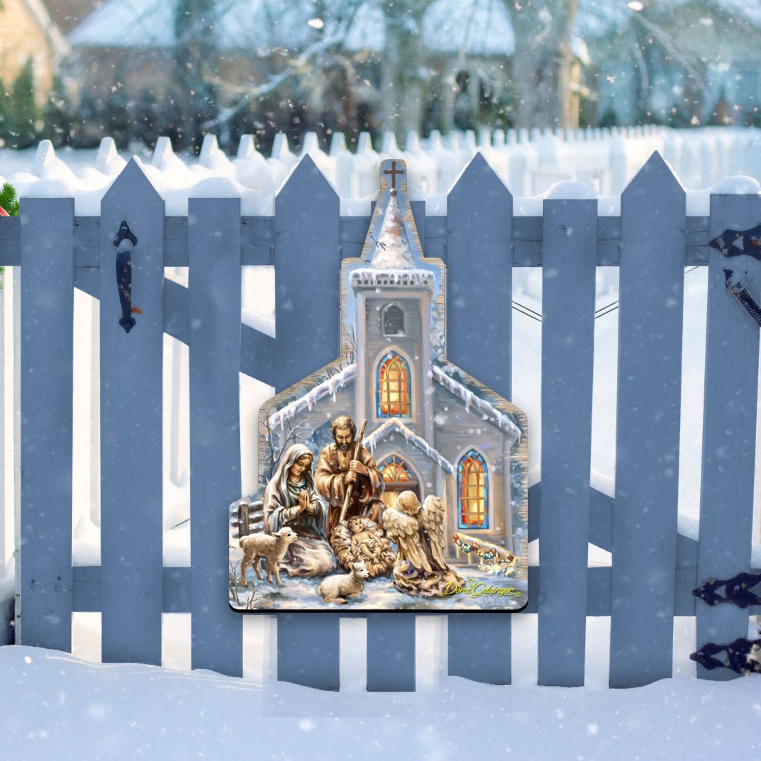 Nativity at the Chapel Nativity Door Decor by D. Gelsinger - Nativity Holiday Decor - 8121016H-1606