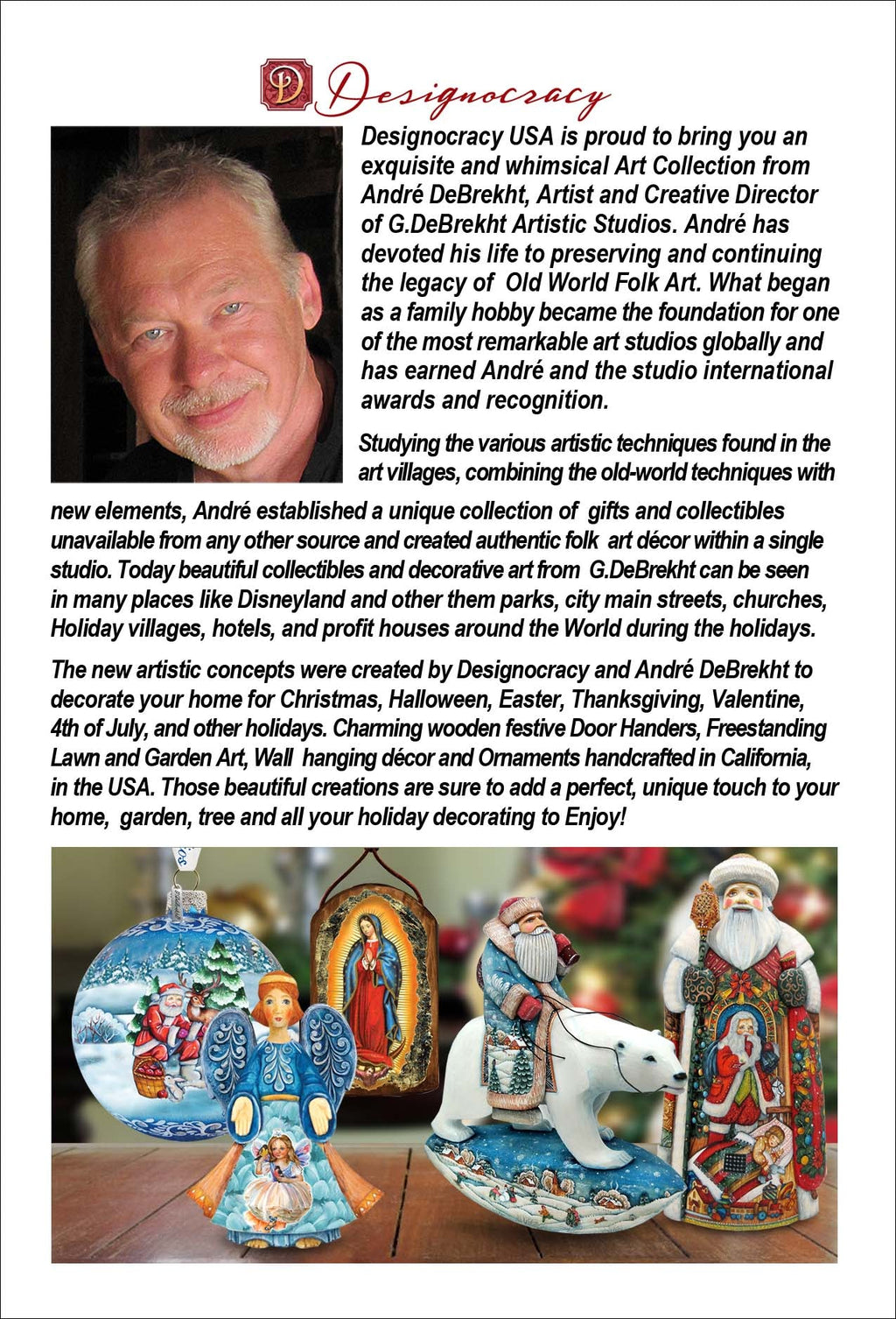 Santa with Polar Bear and Cubs Handcrafted Christmas Figurine - G. DeBrekht - Christmas Santa Snowman Decor - 533422