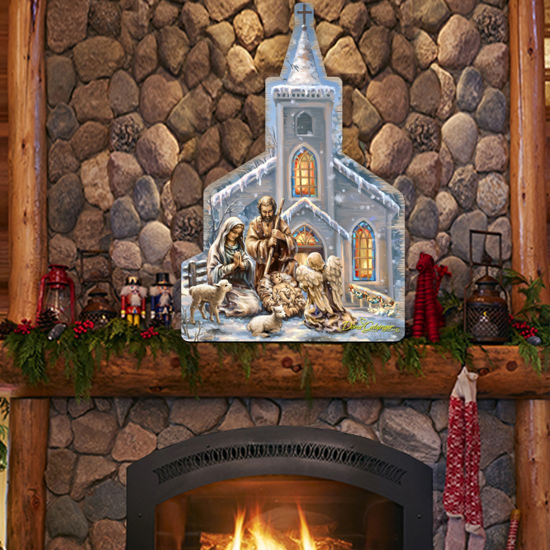 Nativity at the Chapel Nativity Door Decor by D. Gelsinger - Nativity Holiday Decor - 8121016H-1606