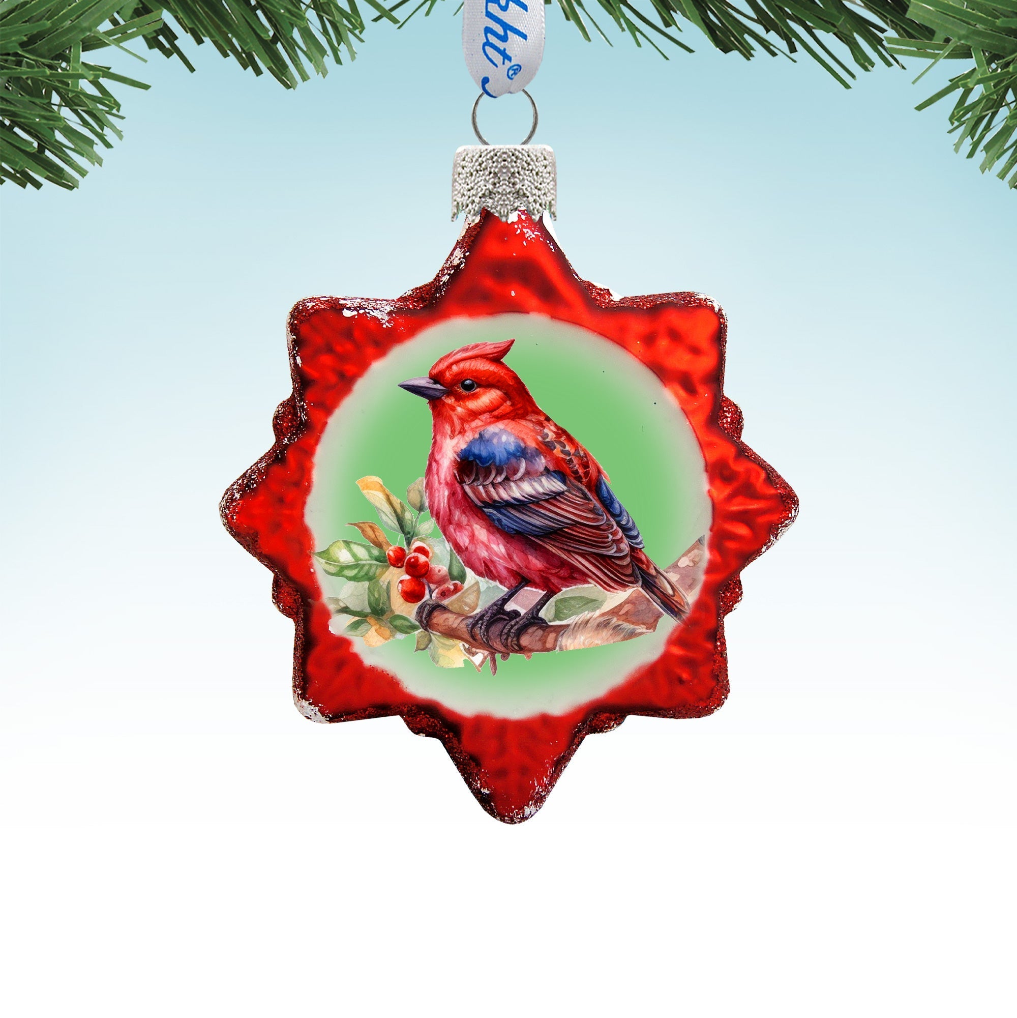 Red Bird Mercury Glass Ornaments by G. Debrekht - Wildlife Holiday Decor - 776004