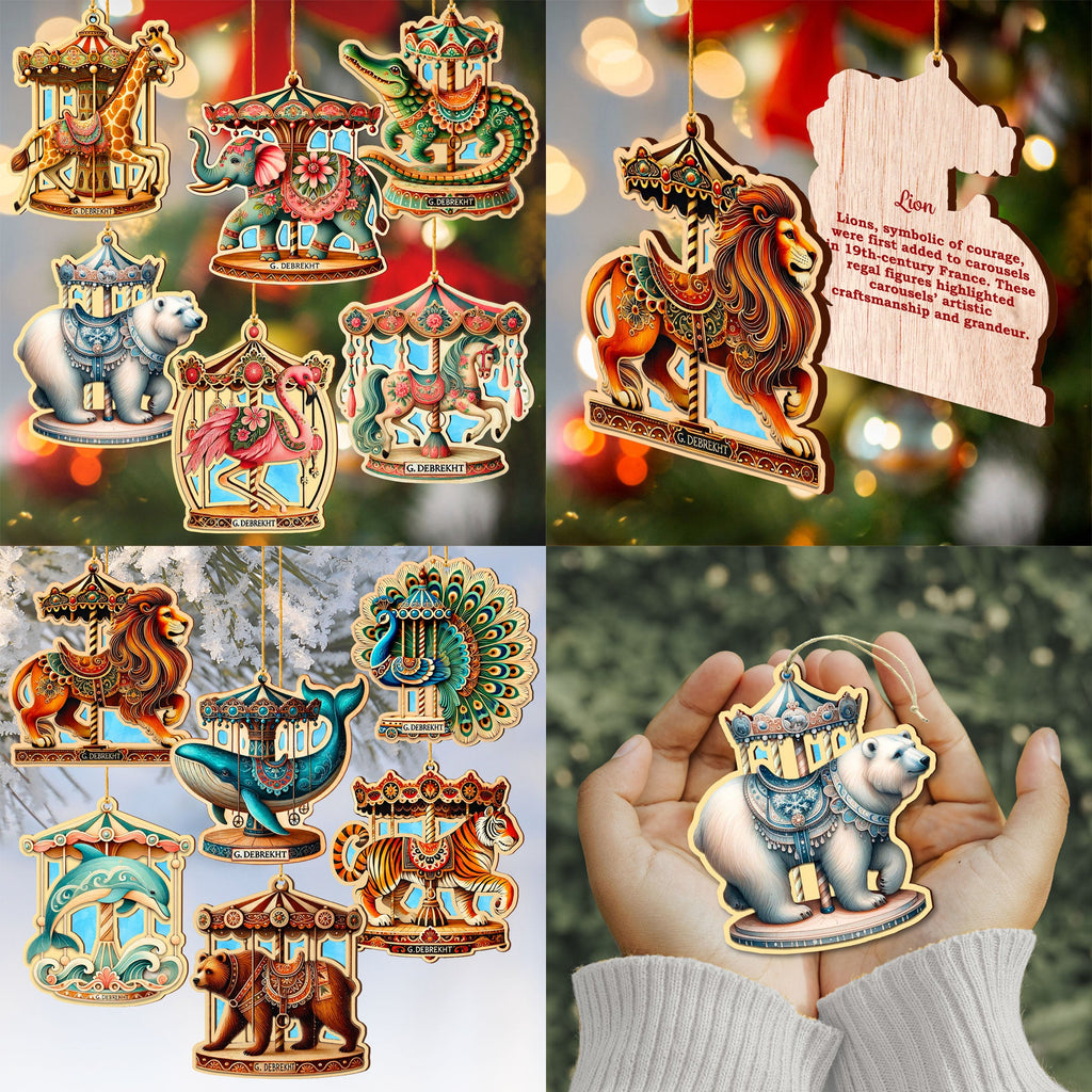 Carousel Animals Christmas Ornaments Set of 12 by G. DeBrekht - Christmas Décor - 8610104-S12