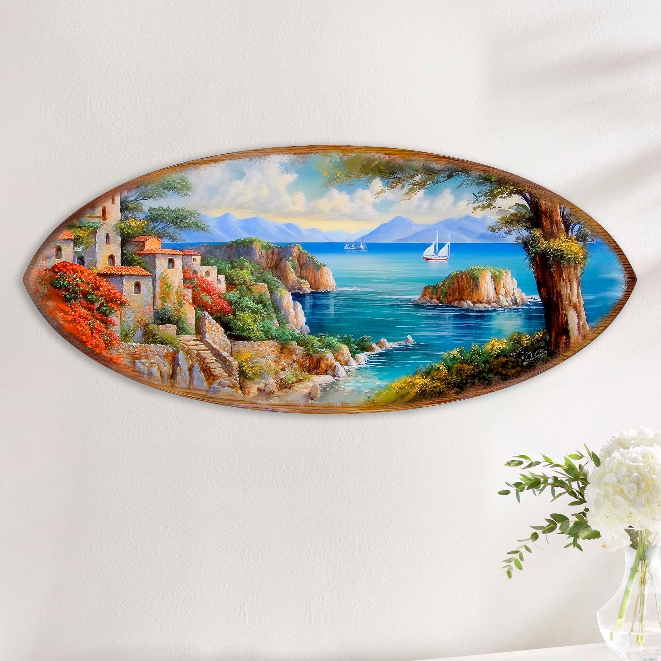 Coastal View Surfboard Coastal Wall Art by G. DeBrekht - Coastal Holiday Decor - 8490131HS