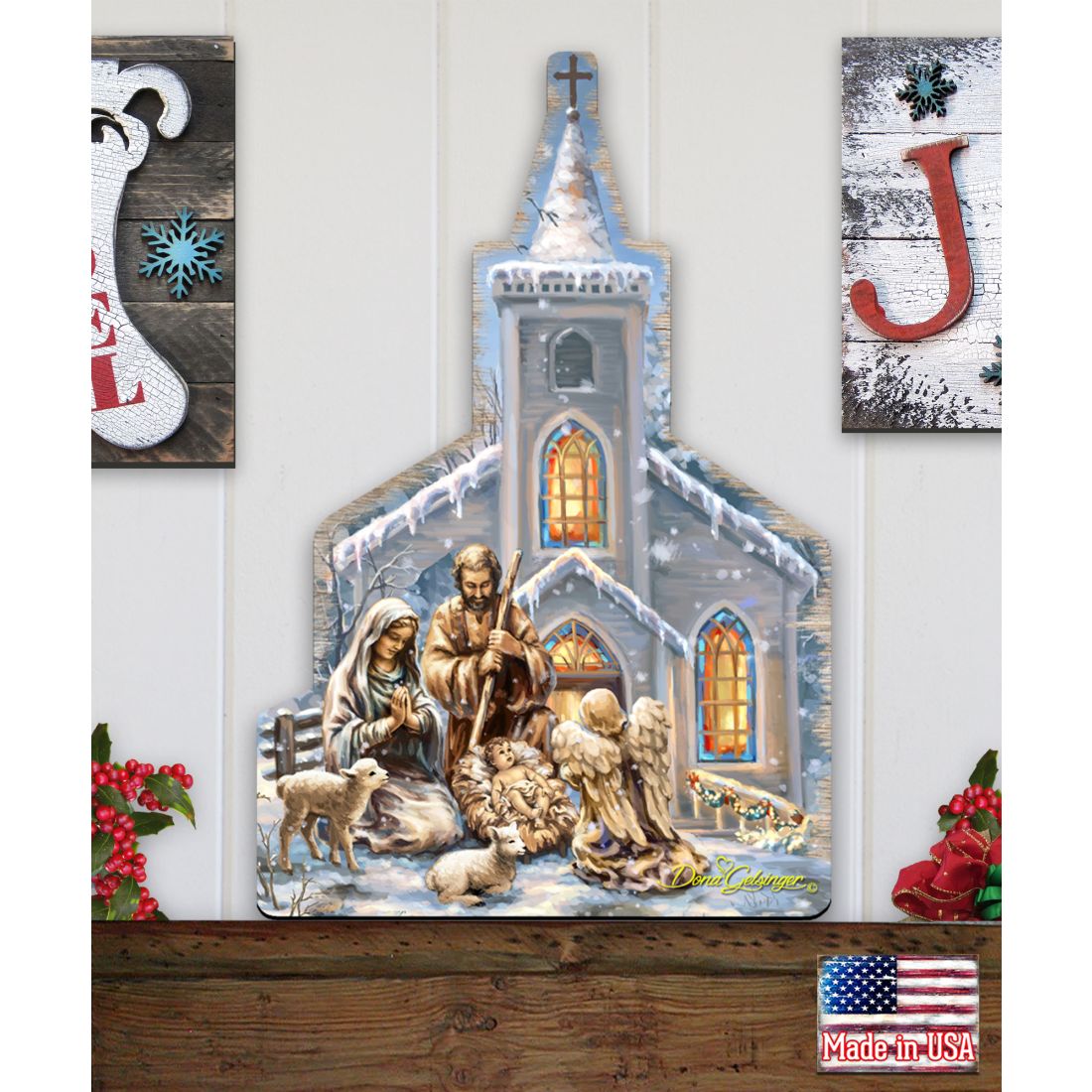 Nativity at the Chapel Nativity Door Decor by D. Gelsinger - Nativity Holiday Decor - 8121016H-1606