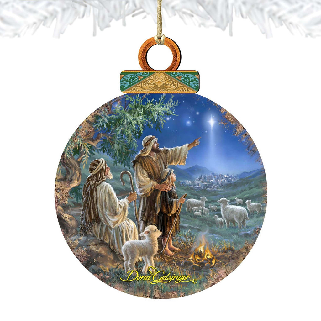 Shepherds afield Wooden Ornaments by Gelsinger - Nativity Holiday Decor - 8021121-1557