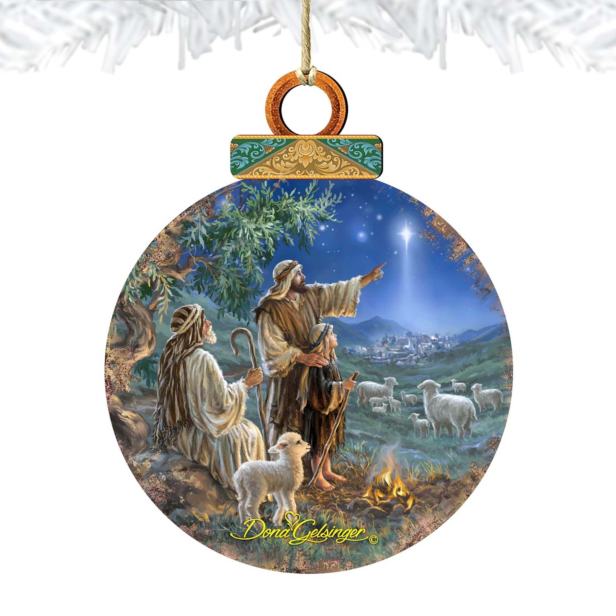 Shepherds afield Wooden Ornaments by Gelsinger - Nativity Holiday Decor - 8021121-1557