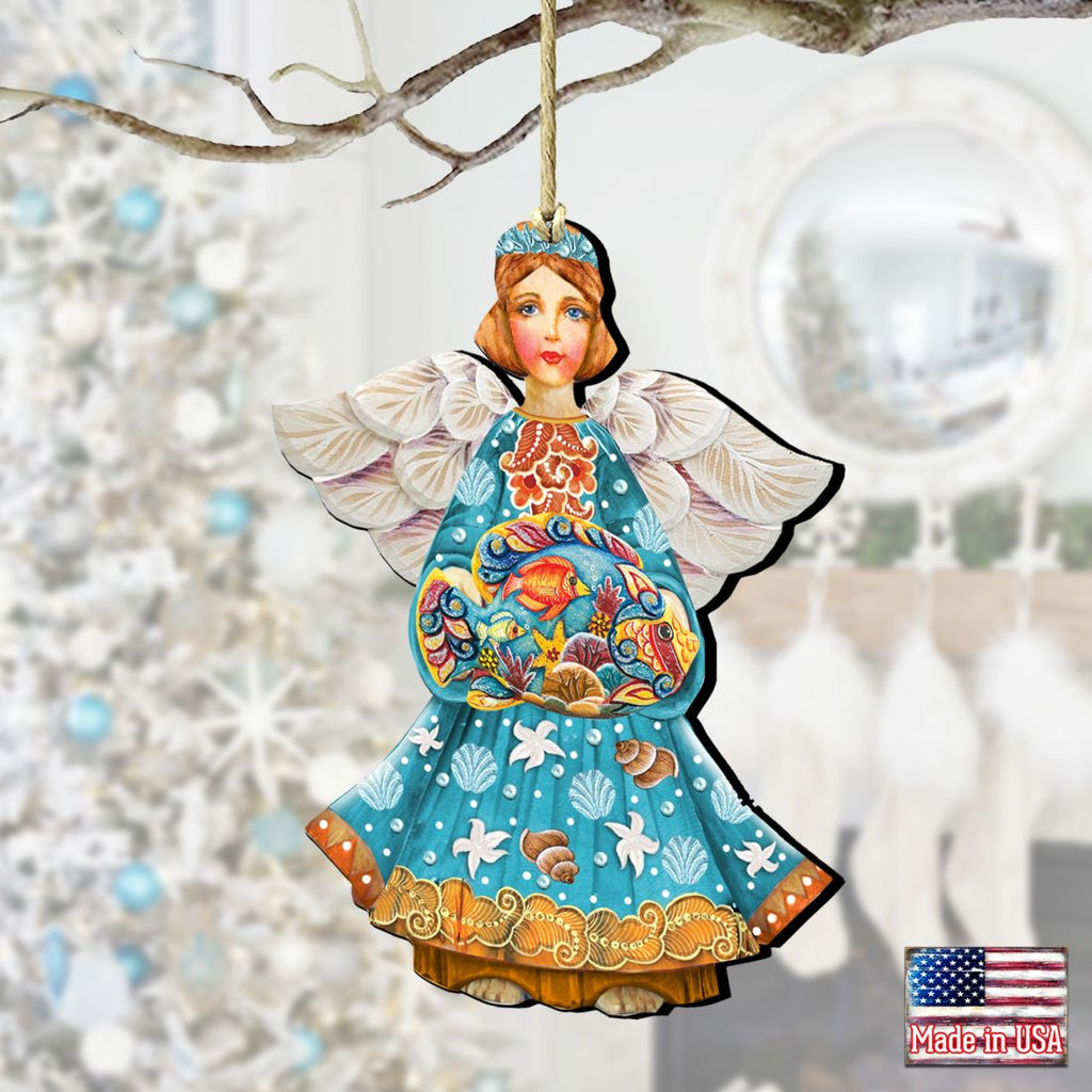 Guardian of The Sea Angel Wooden Ornaments by G. DeBrekht - Coastal Holiday Decor - 8152724