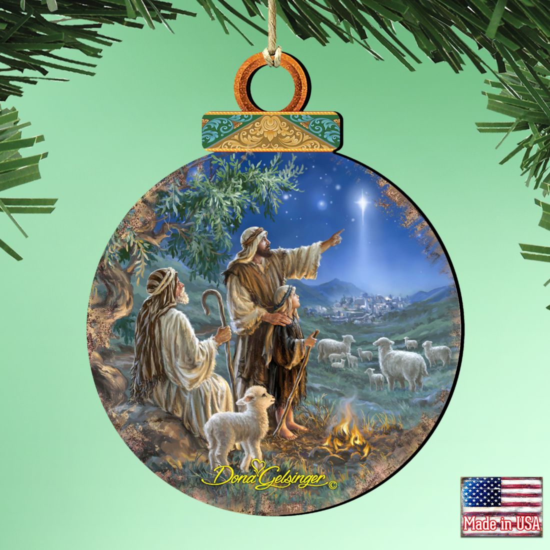 Shepherds afield Wooden Ornaments by Gelsinger - Nativity Holiday Decor - 8021121-1557