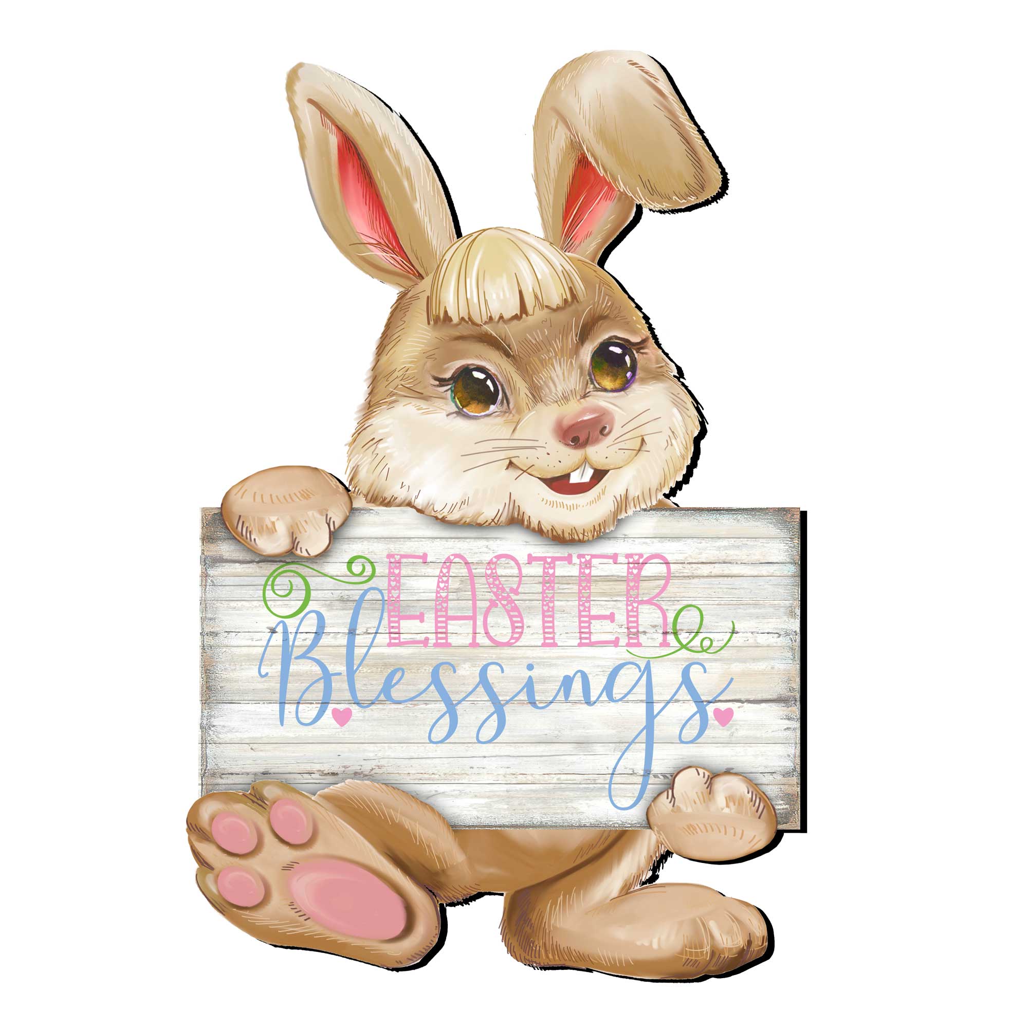 Easter Blessing Bunny Wooden Door Hanger by G. DeBrekht - Easter Spring Decor - 815433-3H